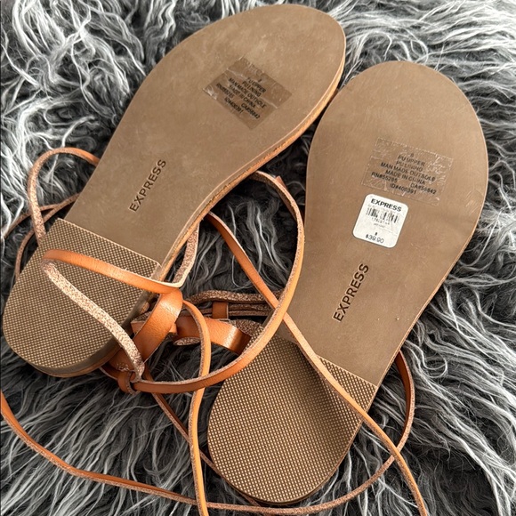 NWT Express Tan Gladiator Sandals with Ankle Wrap Size 8 - Picture 8 of 10